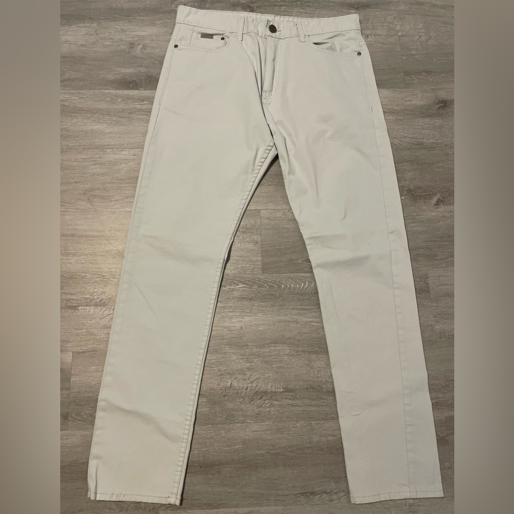 Calvin Klein Mens tapered leg grey slim fit pants